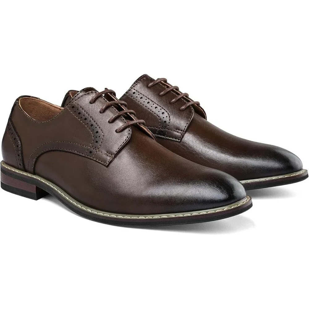 Men's Dark Brown Shoes Formal Classic Business Lace up Oxford Shoes Wide Width
